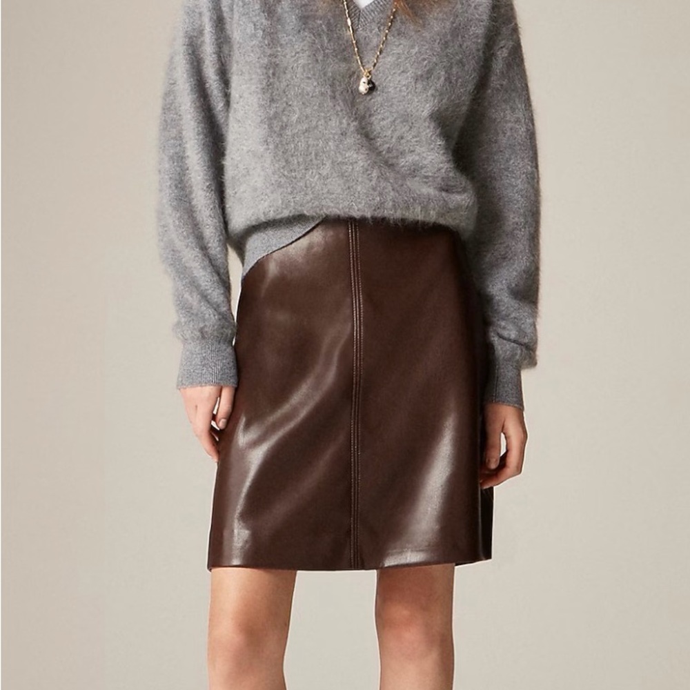 J. Crew Brown Faux Leather Skirt